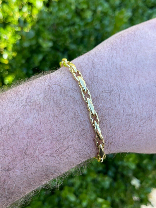 14k Gold Over 925 Silver 5mm Custom Anchor Rolo Link Chain Necklace Or Bracelet