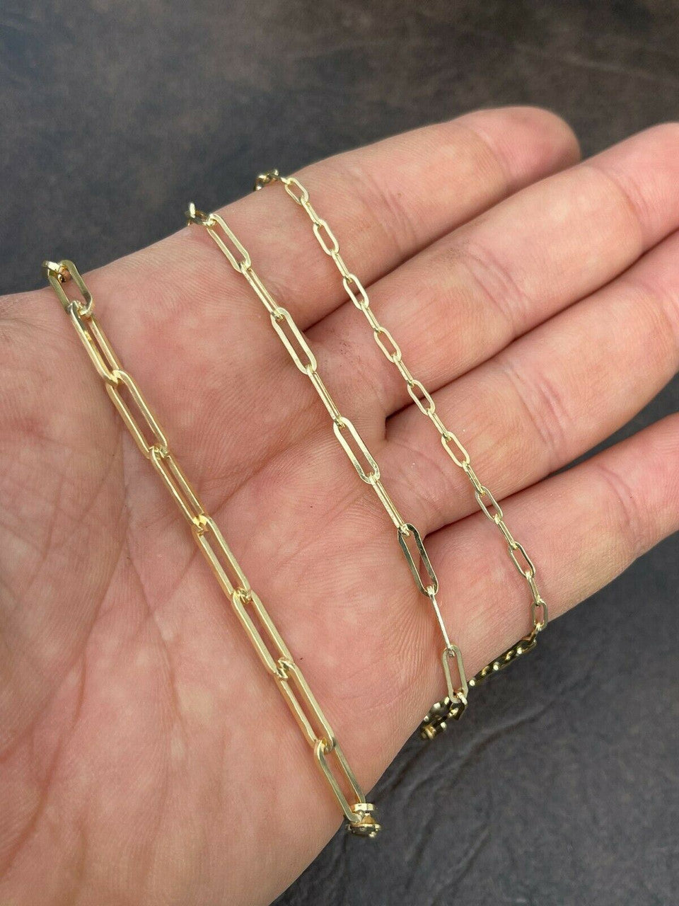 14k Gold Over Solid 925 Sterling Silver Paperclip Bracelet 2.5mm-4mm ITALY 6-8