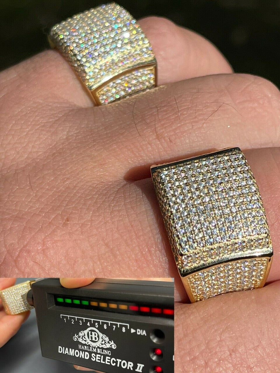 14k Gold Vermeil 925 Silver MOISSANITE Pass Diamond Tester Pinky RING Hip Hop