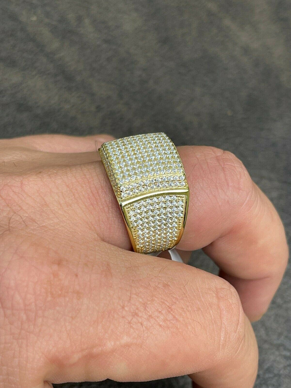 14k Gold Vermeil 925 Silver MOISSANITE Pass Diamond Tester Pinky RING Hip Hop