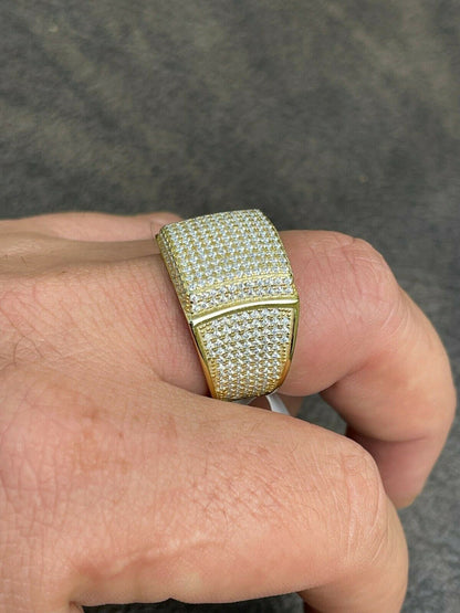 14k Gold Vermeil 925 Silver MOISSANITE Pass Diamond Tester Pinky RING Hip Hop