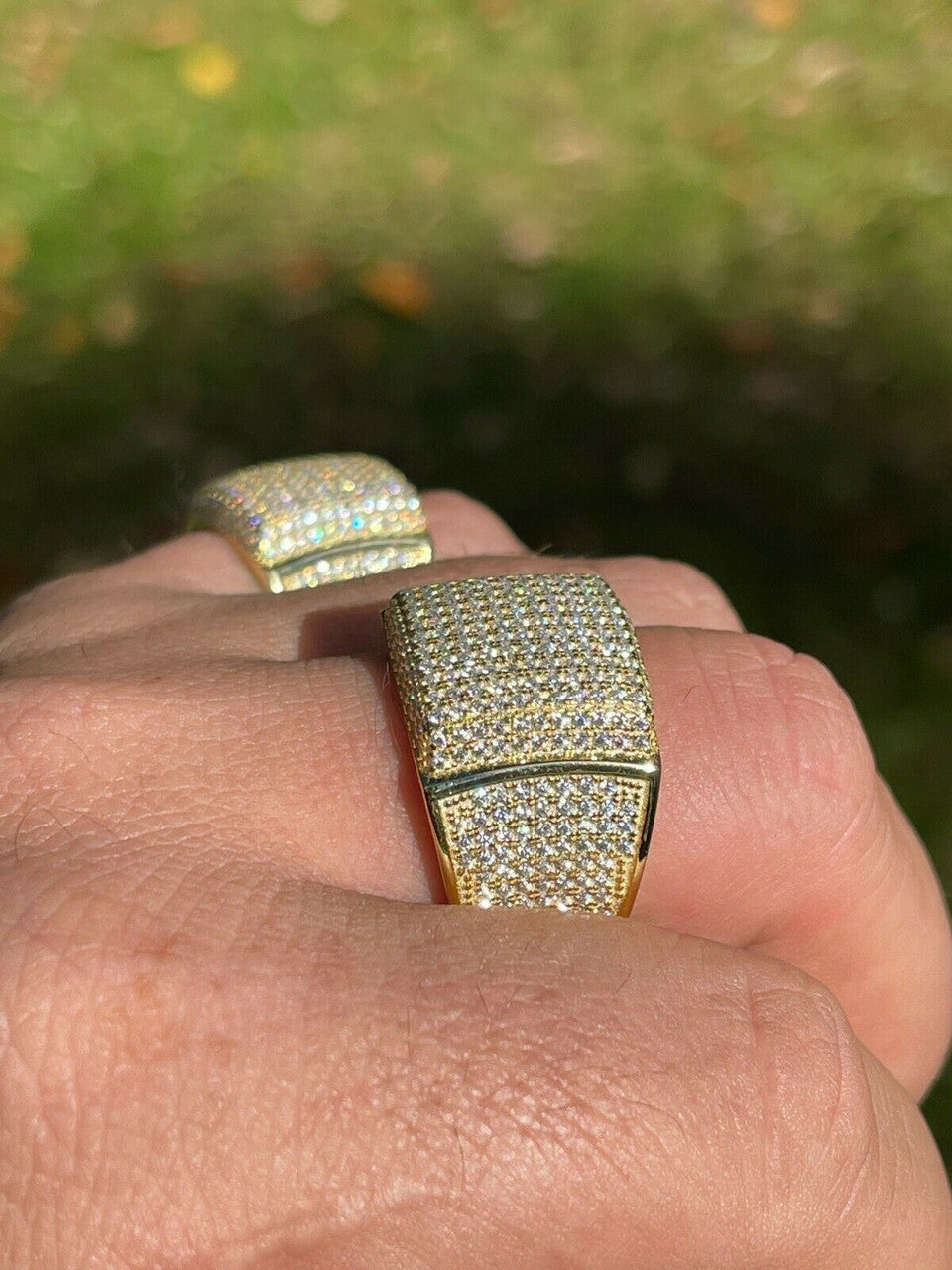 14k Gold Vermeil 925 Silver MOISSANITE Pass Diamond Tester Pinky RING Hip Hop