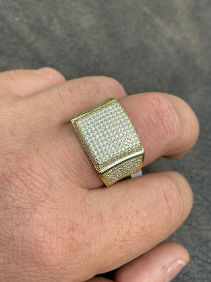 14k Gold Vermeil 925 Silver MOISSANITE Pass Diamond Tester Pinky RING Hip Hop