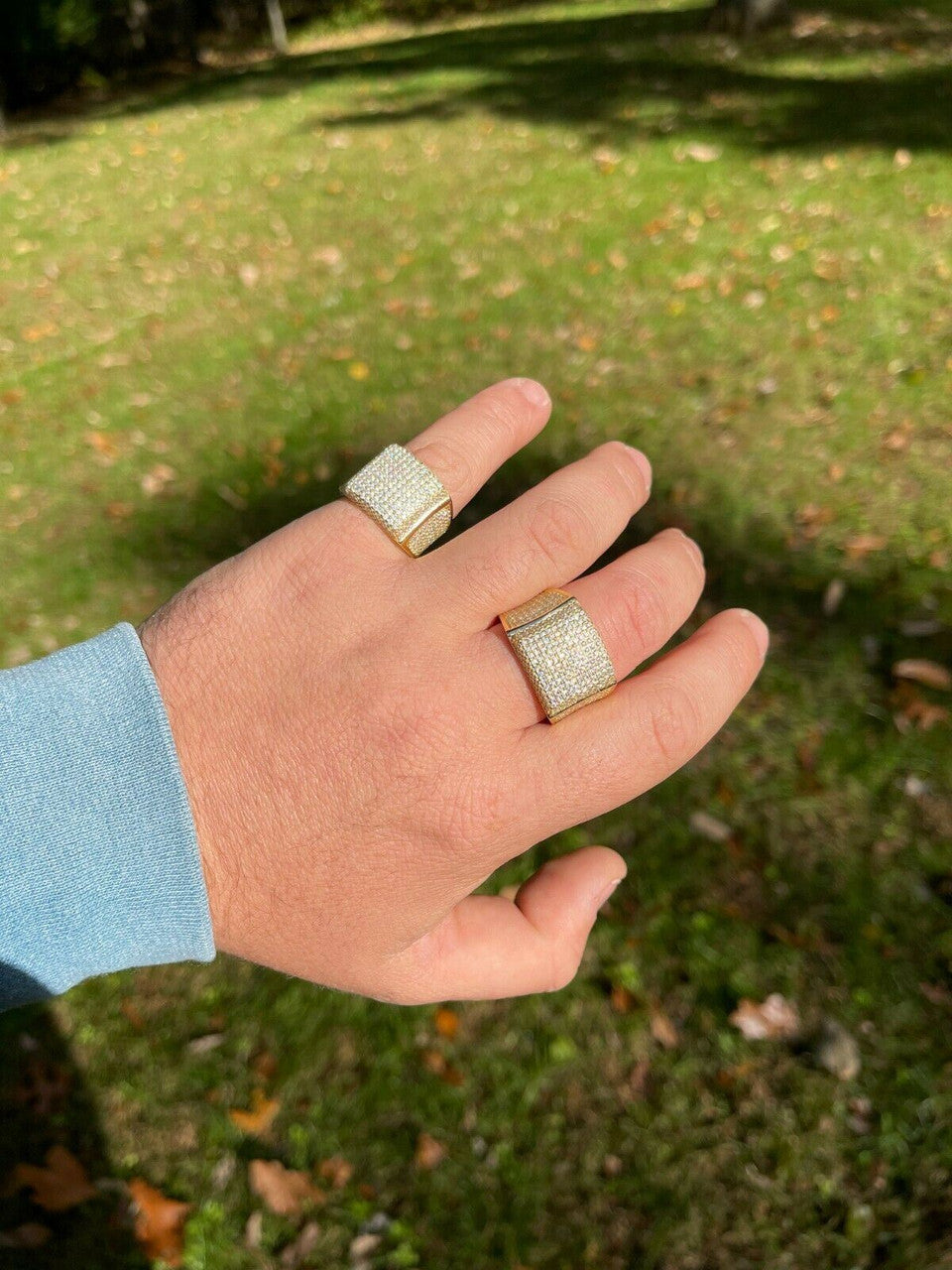 14k Gold Vermeil 925 Silver MOISSANITE Pass Diamond Tester Pinky RING Hip Hop