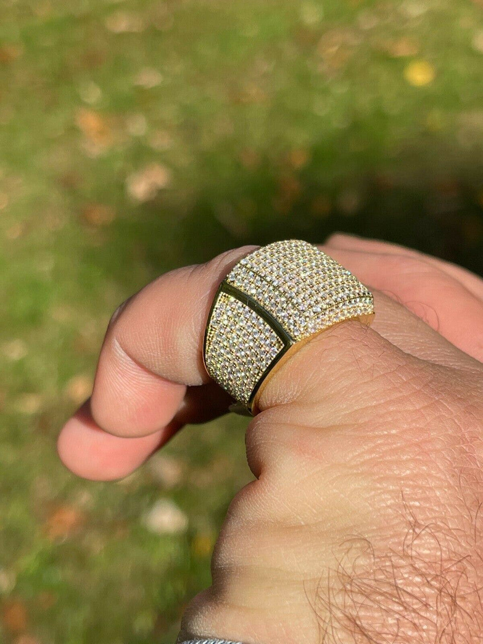 14k Gold Vermeil 925 Silver MOISSANITE Pass Diamond Tester Pinky RING Hip Hop