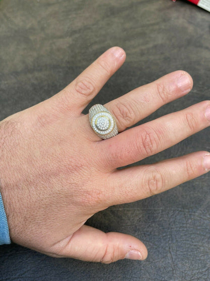 14k Gold Vermeil Mens Iced MOISSANITE Ring Hip Hop Out Size 6 7 8 9 10 11 12 13