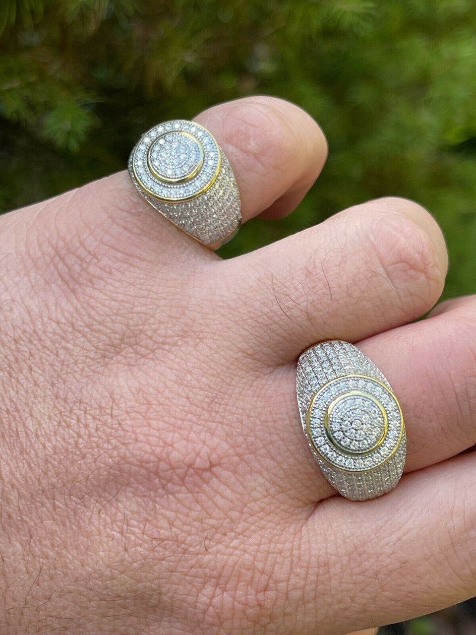 14k Gold Vermeil Mens Iced MOISSANITE Ring Hip Hop Out Size 6 7 8 9 10 11 12 13