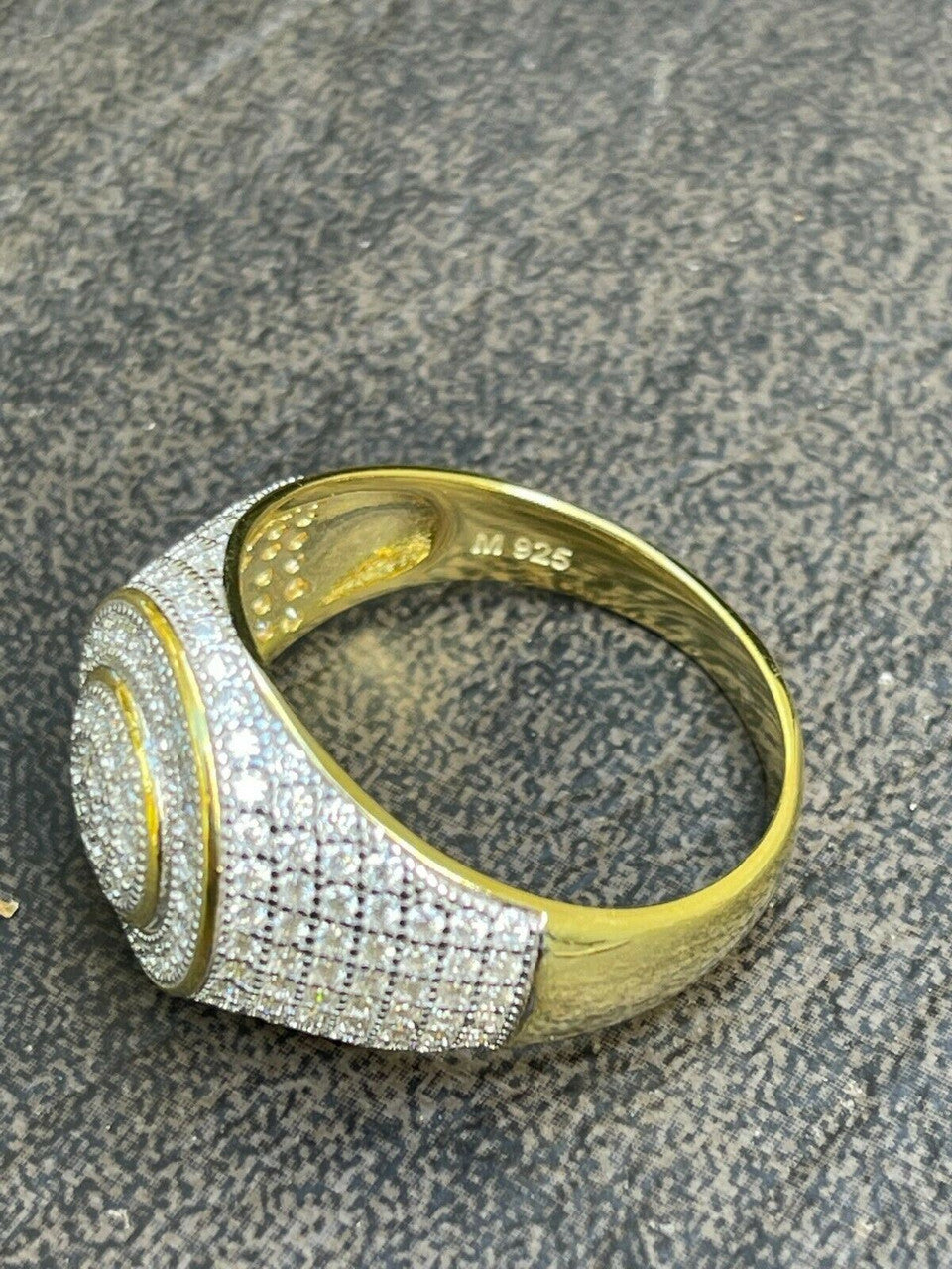 14k Gold Vermeil Mens Iced MOISSANITE Ring Hip Hop Out Size 6 7 8 9 10 11 12 13