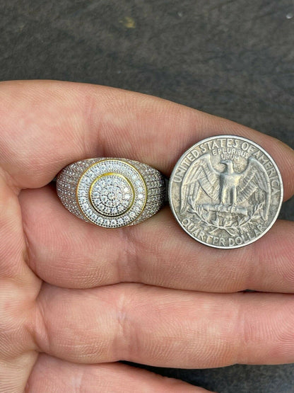 14k Gold Vermeil Mens Iced MOISSANITE Ring Hip Hop Out Size 6 7 8 9 10 11 12 13