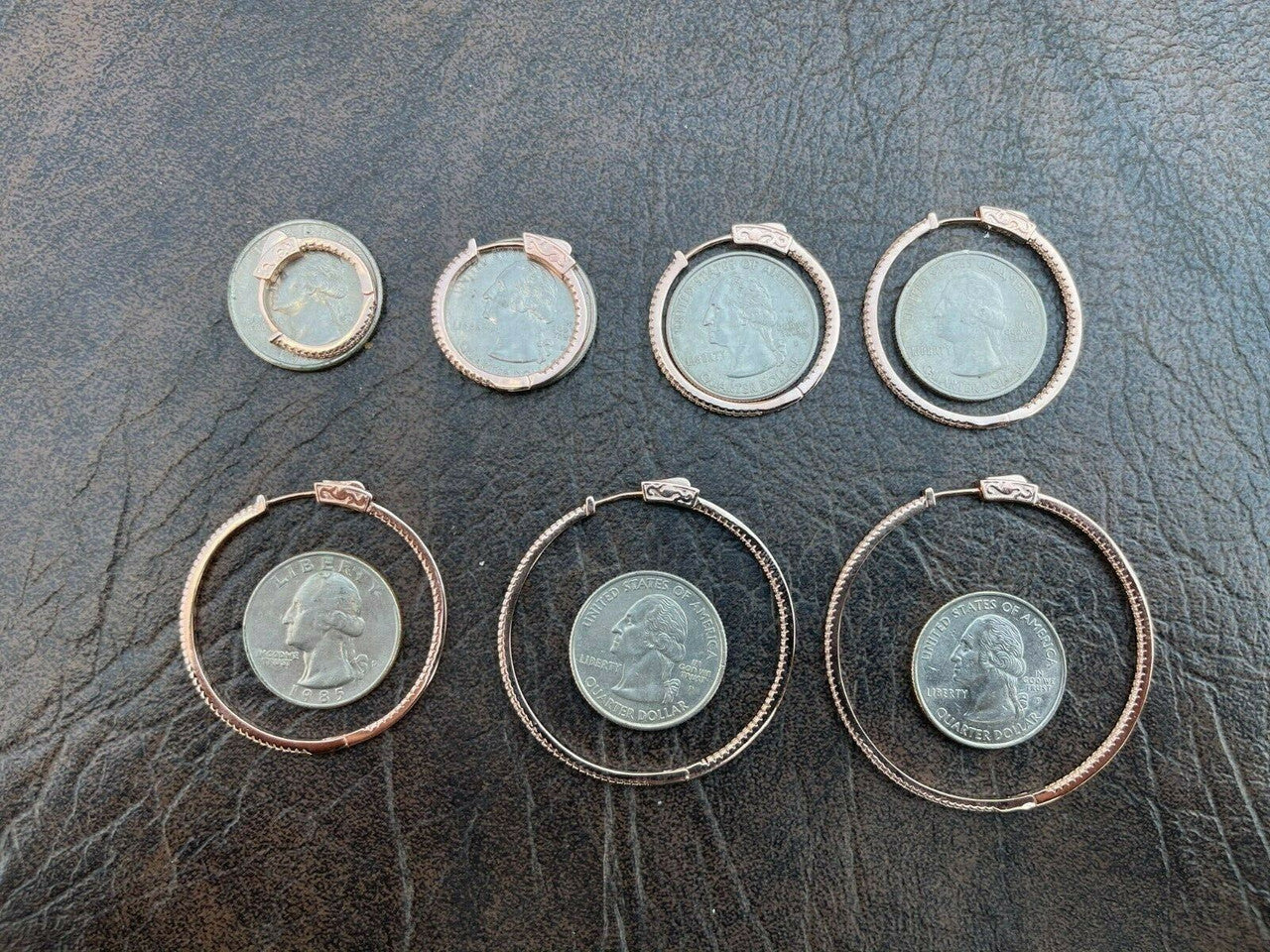 14k Rose Gold 925 Silver Endless Hoop Earrings Inside Out Diamond Huggie 18-50mm