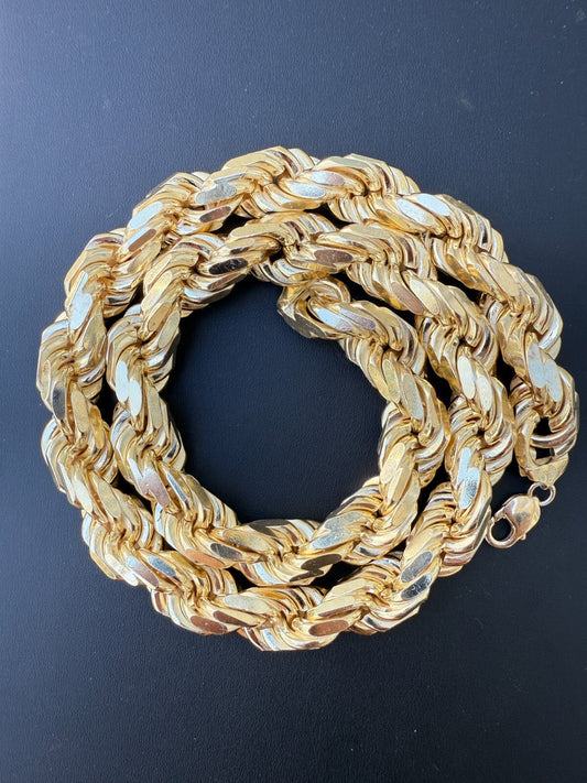 16.5mm Thick Men's Kilo Dookie Rope Chain Necklace Real 14k Gold Over 925 Silver Imported from eBay HarlemBling