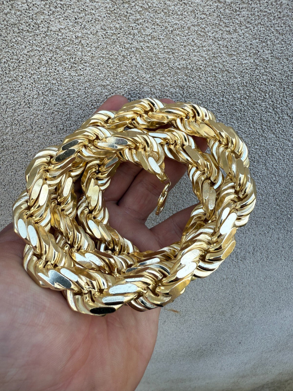 16.5mm Thick Men's Kilo Dookie Rope Chain Necklace Real 14k Gold Over 925 Silver Imported from eBay HarlemBling