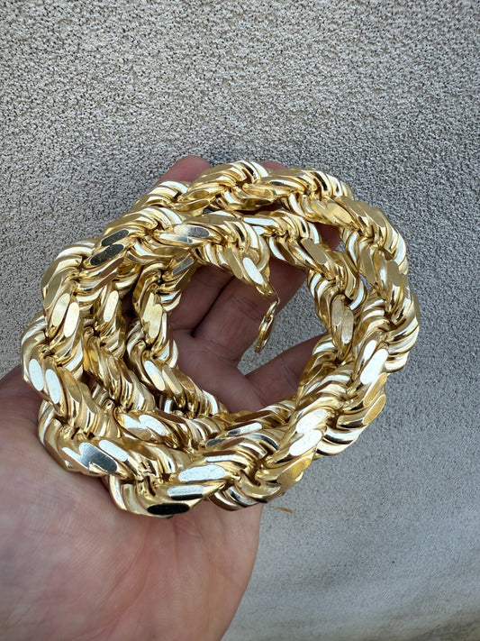 16.5mm Thick Men's Kilo Dookie Rope Chain Necklace Real 14k Gold Over 925 Silver Imported from eBay HarlemBling