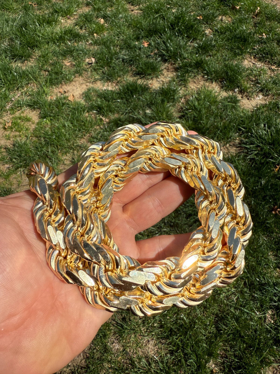 16.5mm Thick Men's Kilo Dookie Rope Chain Necklace Real 14k Gold Over 925 Silver Imported from eBay HarlemBling