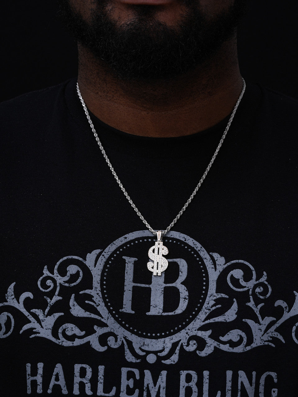 Dollar $ Sign Money Hip Hop Pendant - 14k Gold Vermeil Or 925 Silver - CZ Stones - Medium 1.75"