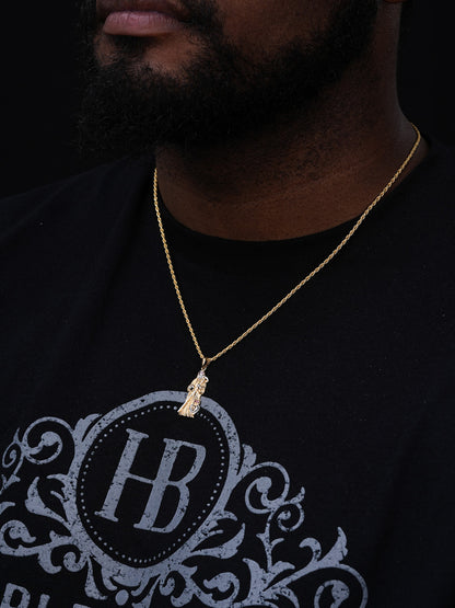 Grim Reaper Santa Muerte Death Pendant - 14k Gold Vermeil 925 Silver - Small 1.5"