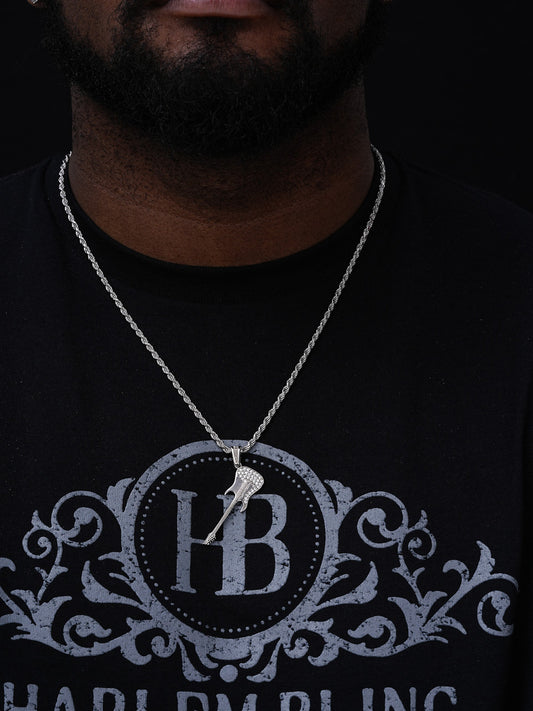 Rockstar Guitar Pendant - 14k Gold Vermeil Or 925 Silver - CZ Stones - Medium 1.75"