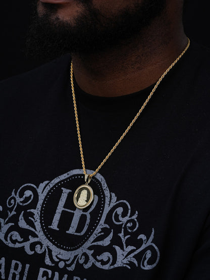 Jesus Last Supper Reversible Coin Medallion Pendant - 14k Gold Vermeil Or 925 Silver - CZ Stones - Small 1.25"