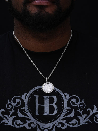 Jesus Last Supper Reversible Coin Medallion Pendant - 14k Gold Vermeil Or 925 Silver - CZ Stones - Small 1.25"