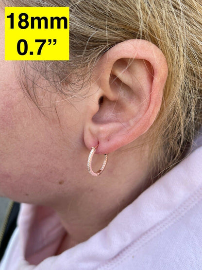 Everyday Classic Endless Inside Out Hoop Earrings - 14k Rose Gold Vermeil 925 Silver - CZ Stones - 18-50mm