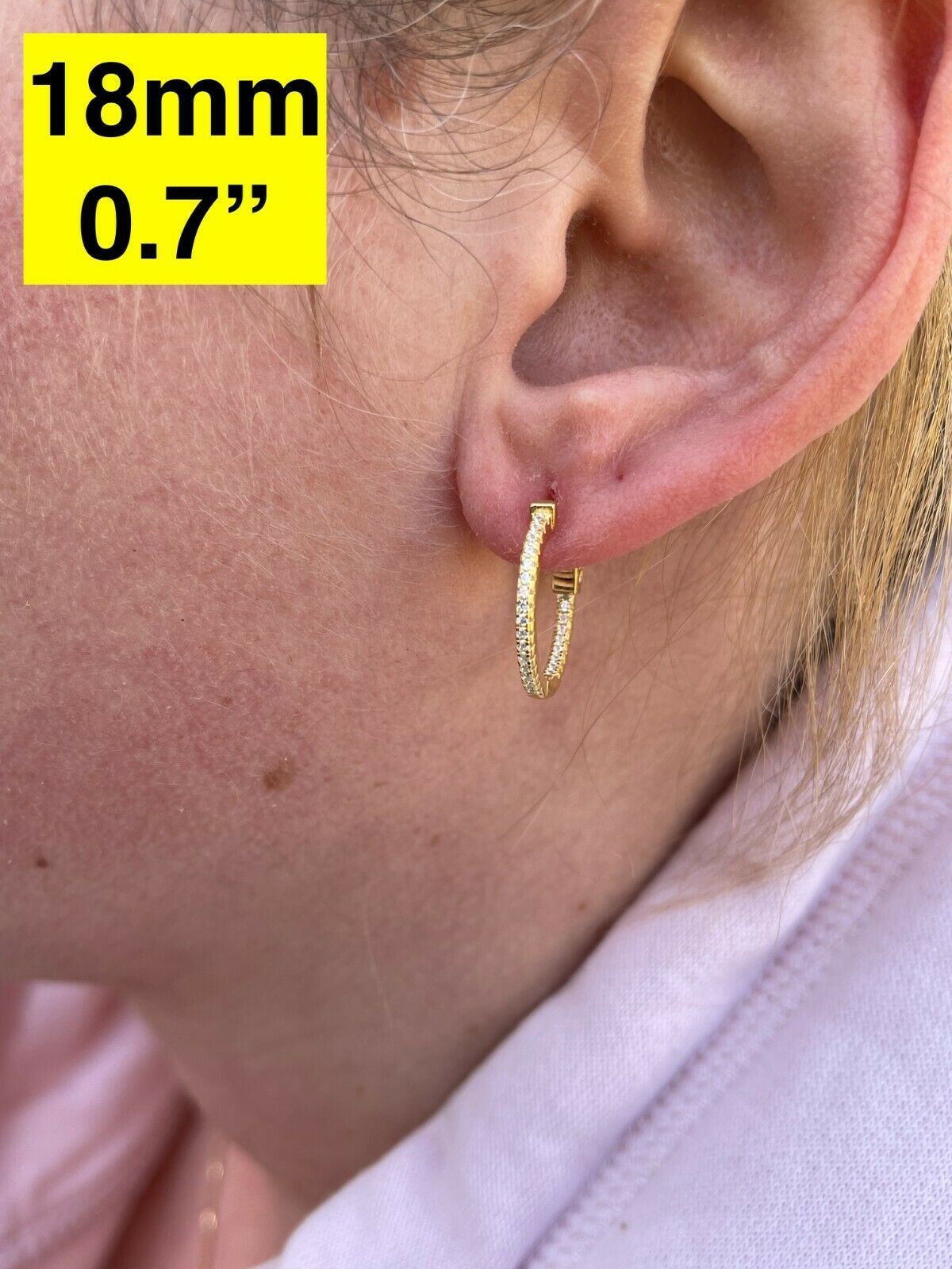 Everyday Classic Endless Inside Out Hoop Earrings - 14k Gold Vermeil 925 Silver - CZ Stones - 18-50mm