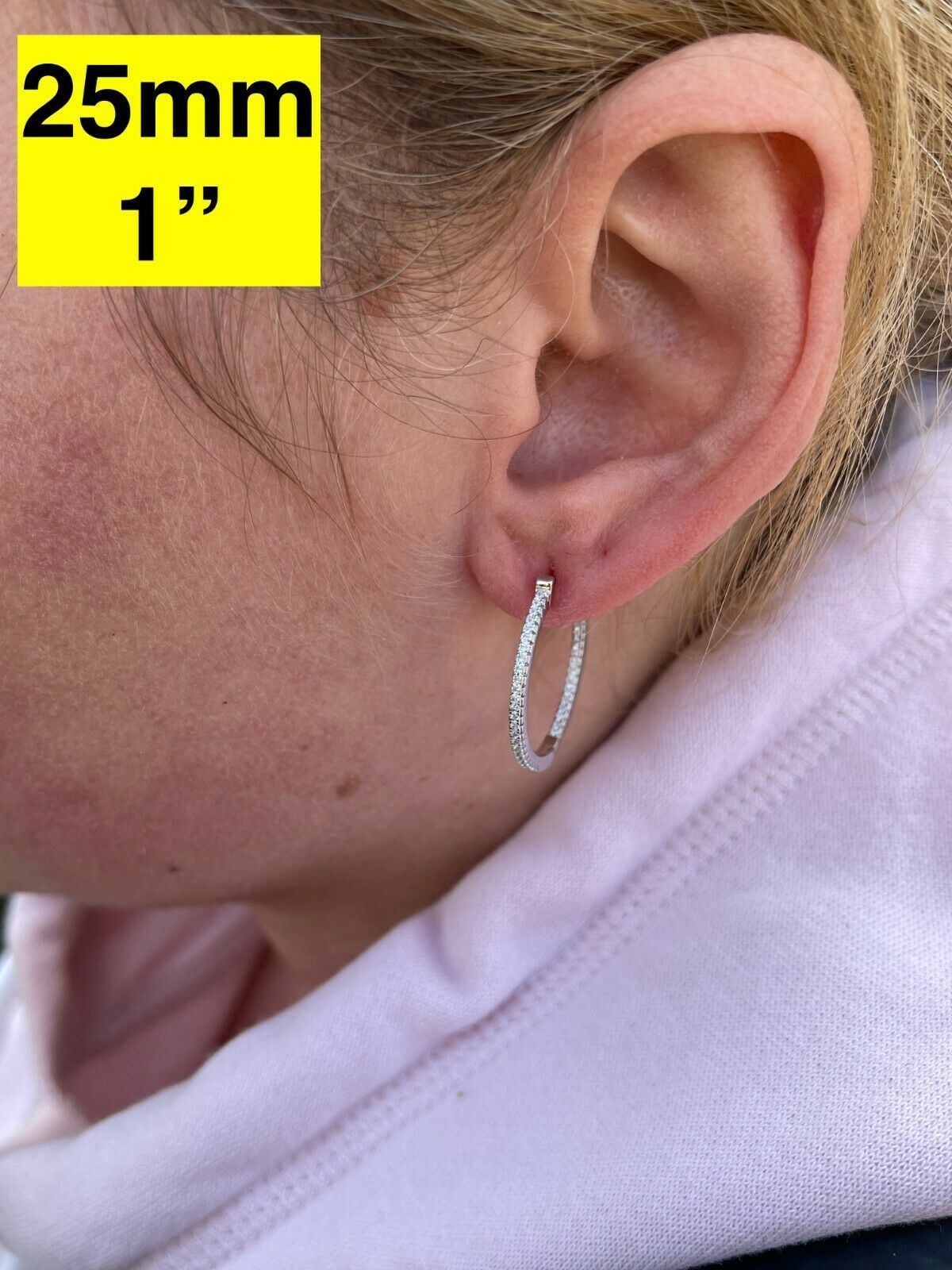 Everyday Classic Endless Inside Out Hoop Earrings - 925 Silver - CZ Stones - 18-50mm