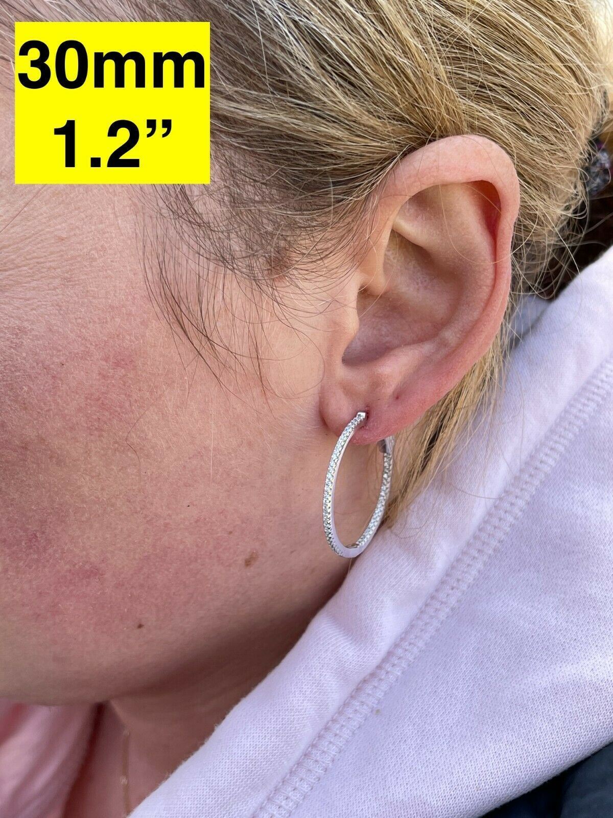 Everyday Classic Endless Inside Out Hoop Earrings - 925 Silver - CZ Stones - 18-50mm