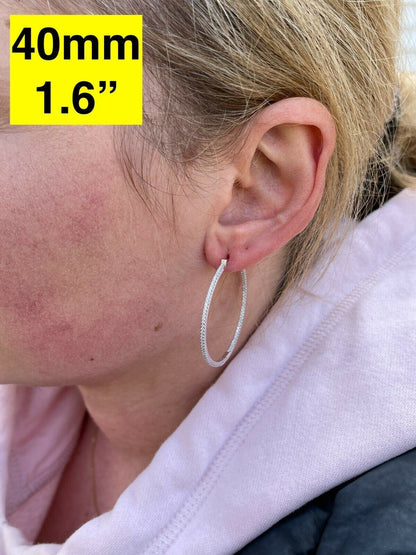 Everyday Classic Endless Inside Out Hoop Earrings - 925 Silver - CZ Stones - 18-50mm