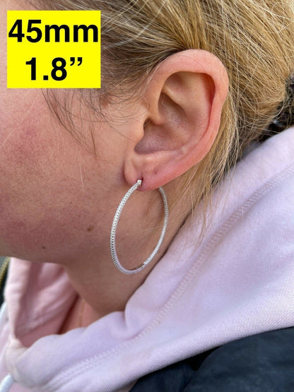 Everyday Classic Endless Inside Out Hoop Earrings - 925 Silver - CZ Stones - 18-50mm