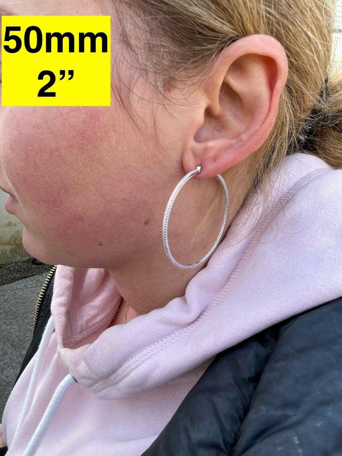 Everyday Classic Endless Inside Out Hoop Earrings - 925 Silver - CZ Stones - 18-50mm