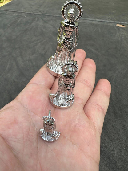 3D Real Solid 925 Silver Saint St Lazarus Necklace Pendant Plain San Lazaro