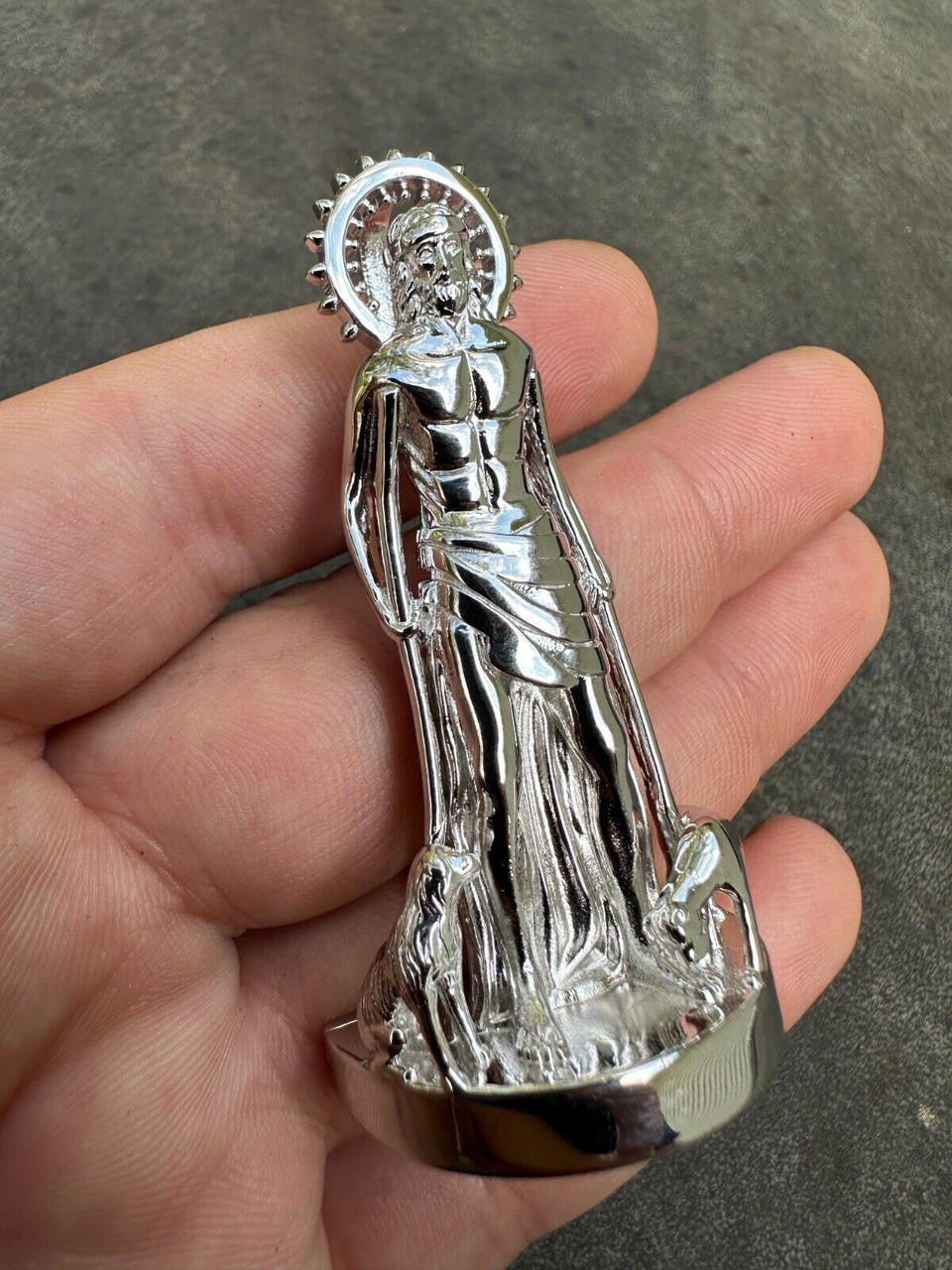 3D Real Solid 925 Silver Saint St Lazarus Necklace Pendant Plain San Lazaro