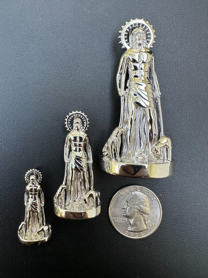 3D Real Solid 925 Silver Saint St Lazarus Necklace Pendant Plain San Lazaro