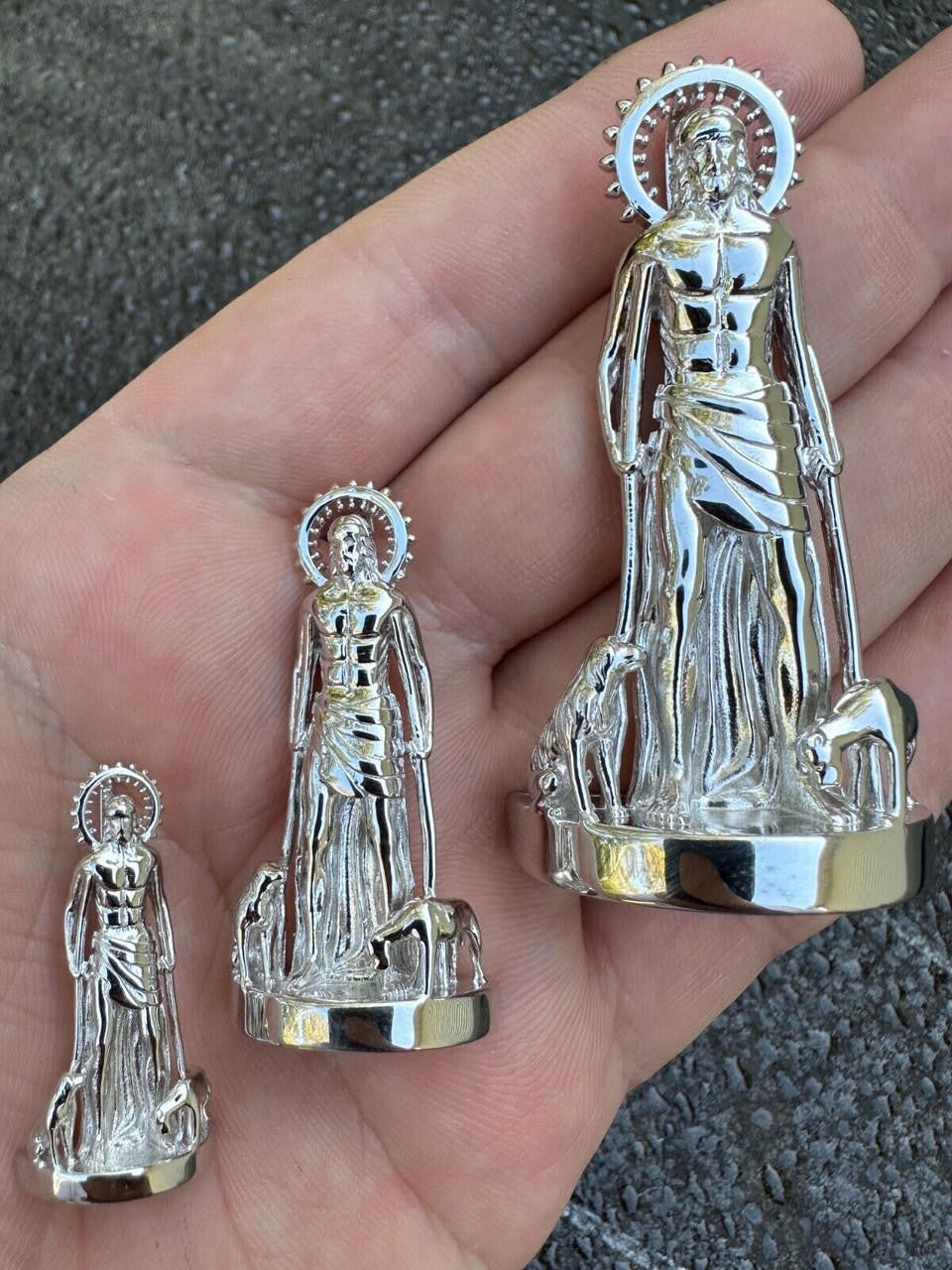 3D Real Solid 925 Silver Saint St Lazarus Necklace Pendant Plain San Lazaro