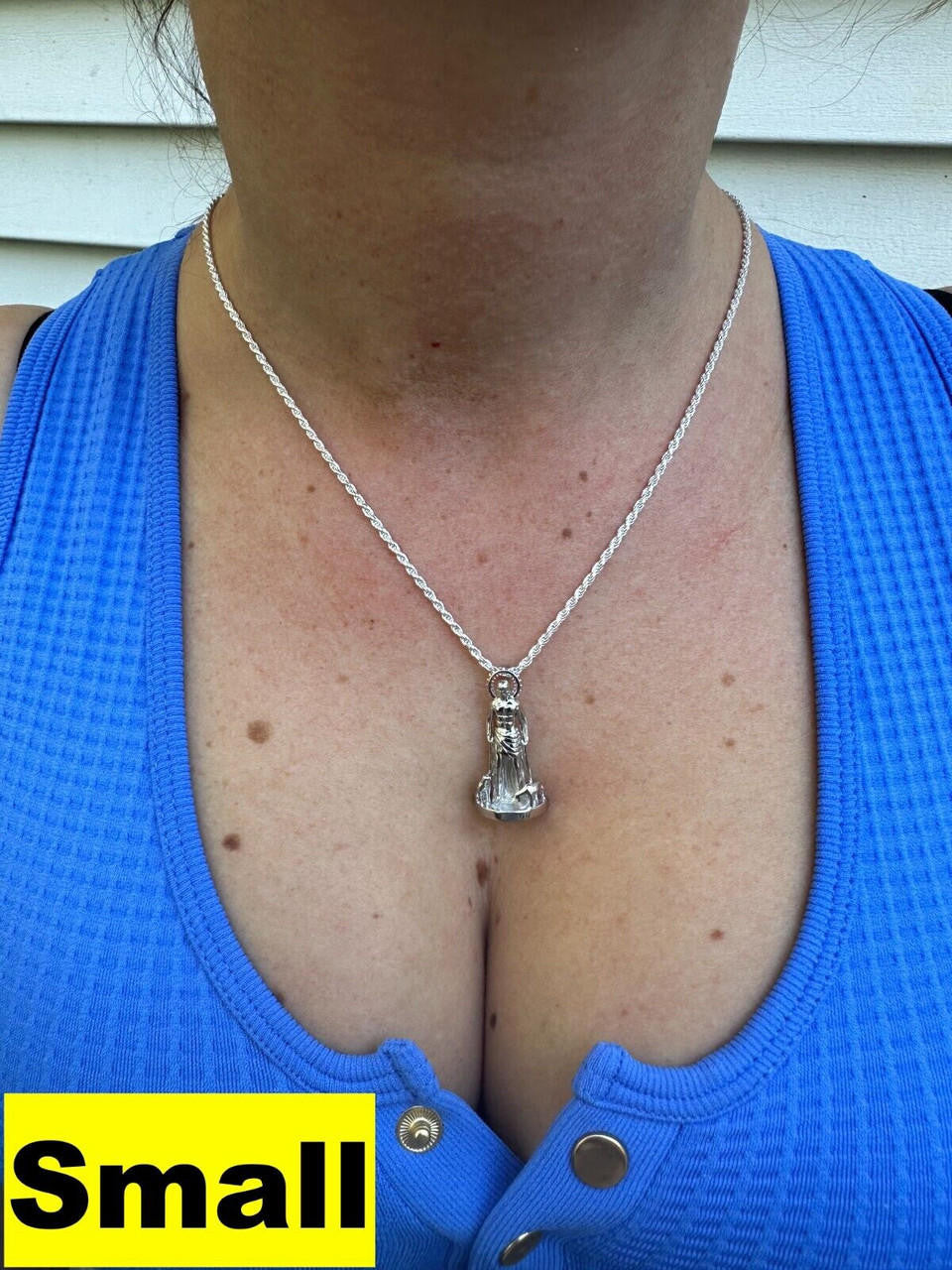 3D Real Solid 925 Silver Saint St Lazarus Necklace Pendant Plain San Lazaro