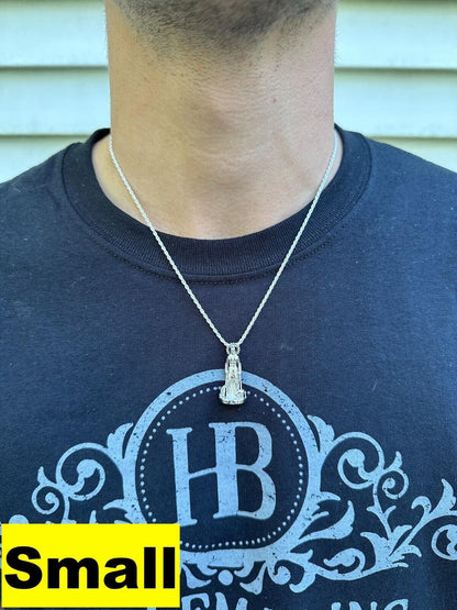 3D Real Solid 925 Silver Saint St Lazarus Necklace Pendant Plain San Lazaro