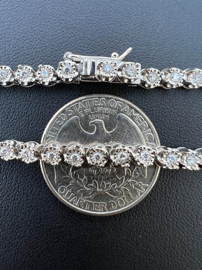 3mm MOISSANITE Illusion Set Tennis Chain Necklace 925 Silver Pass Diamond Tester