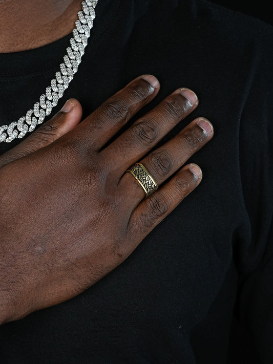 Square Eternity Band Ring - 14k Gold Vermeil 925 Silver Oxidized - Plain