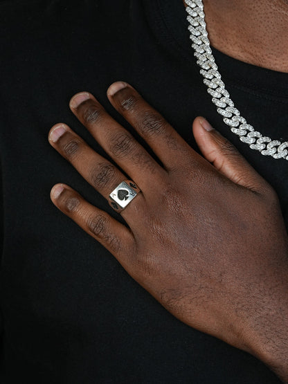 Ace Of Spades Ring - 925 Silver Oxidized - Plain