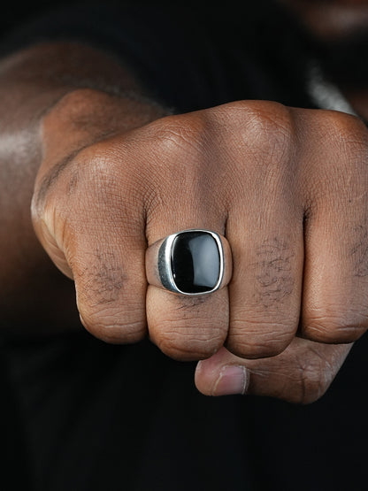 Lost City Of Atlantis Ring - 925 Silver - Black Onyx Stone