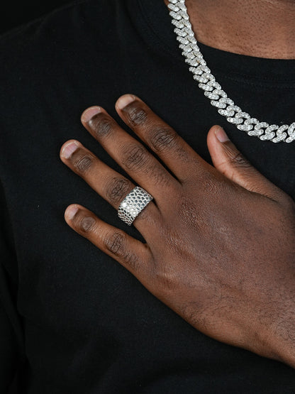 Lone Star Gold Nugget Ring - 925 Silver - CZ Stone