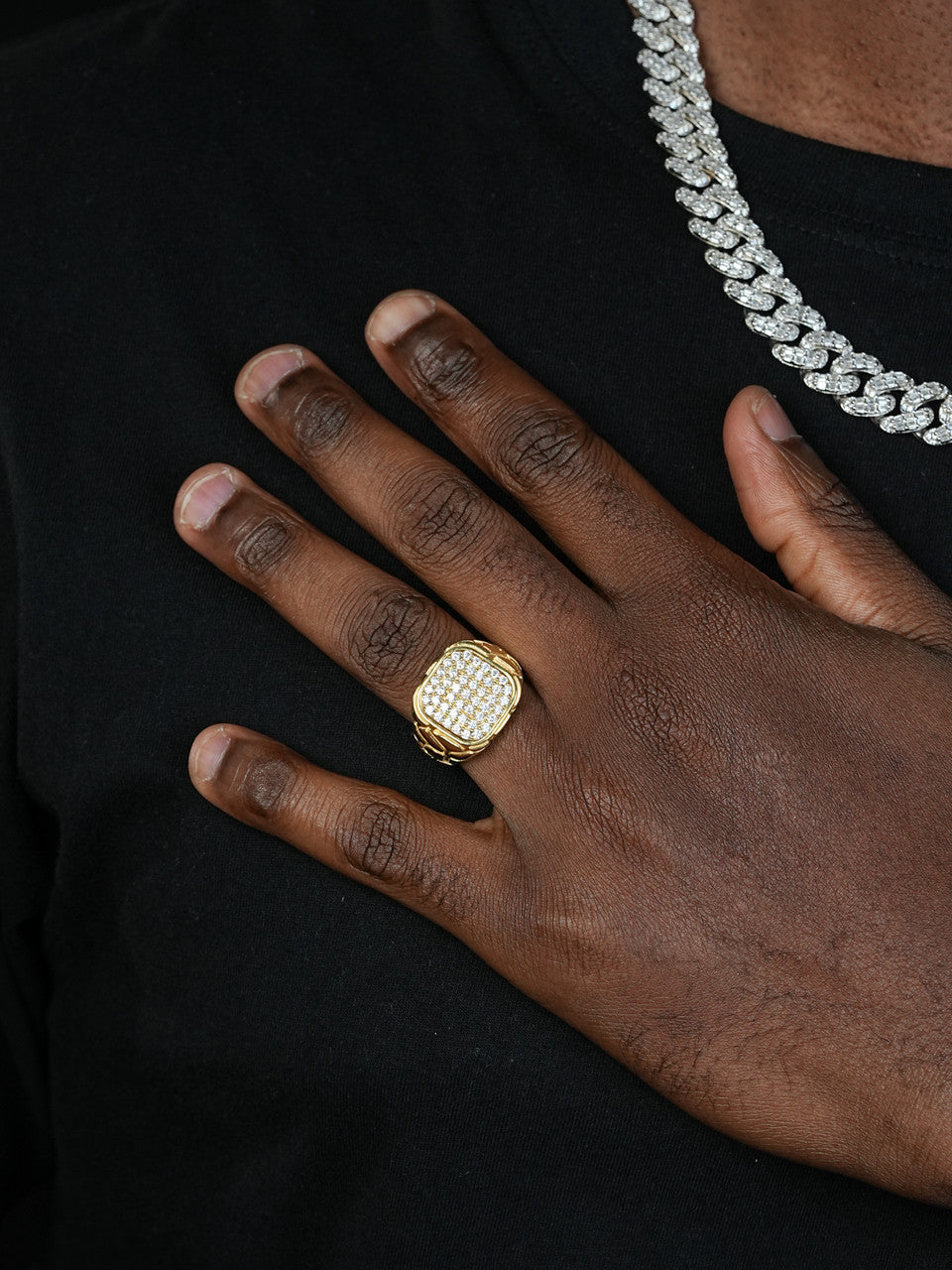 Drake Square Ring - 14k Gold Vermeil 925 Silver - CZ Stones