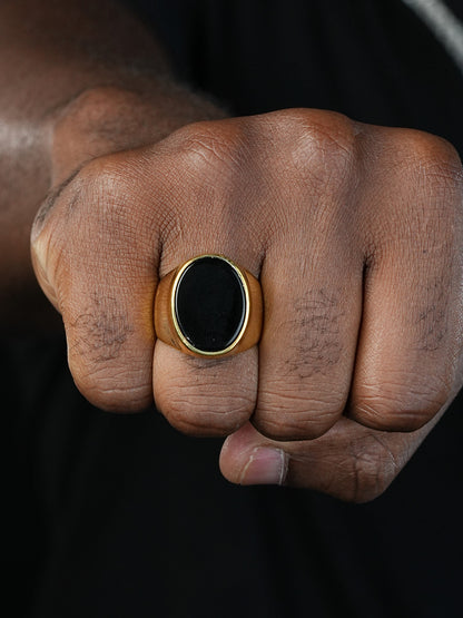 Pyramids Of Giza - 14k Gold Vermeil 925 Silver - Genuine Black Onyx Stone