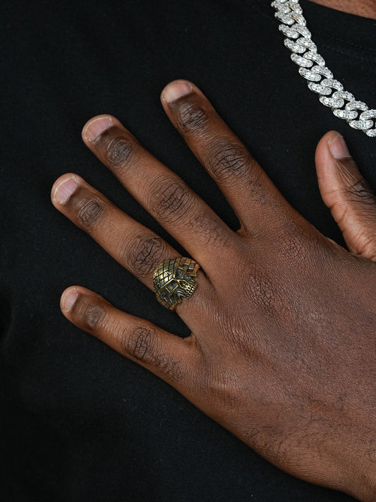 Punisher Ring - 14k Gold Vermeil 925 Silver Oxidized - Plain