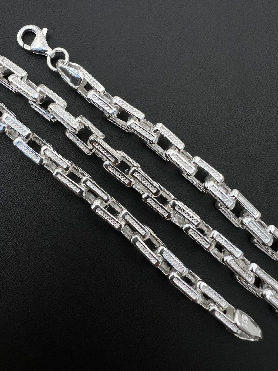 925 Sterling Silver 7.5mm Triangle Rolo Hermes Link Chain Necklace Or Bracelet