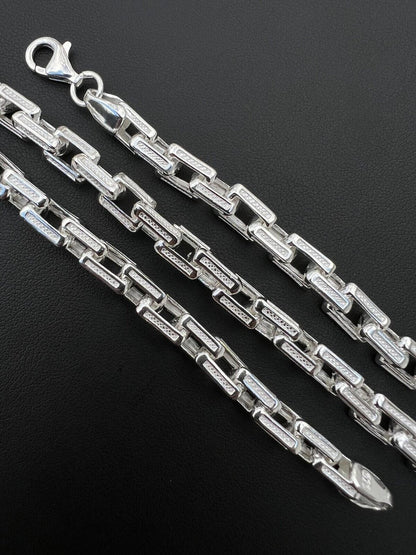 925 Sterling Silver 7.5mm Triangle Rolo Hermes Link Chain Necklace Or Bracelet