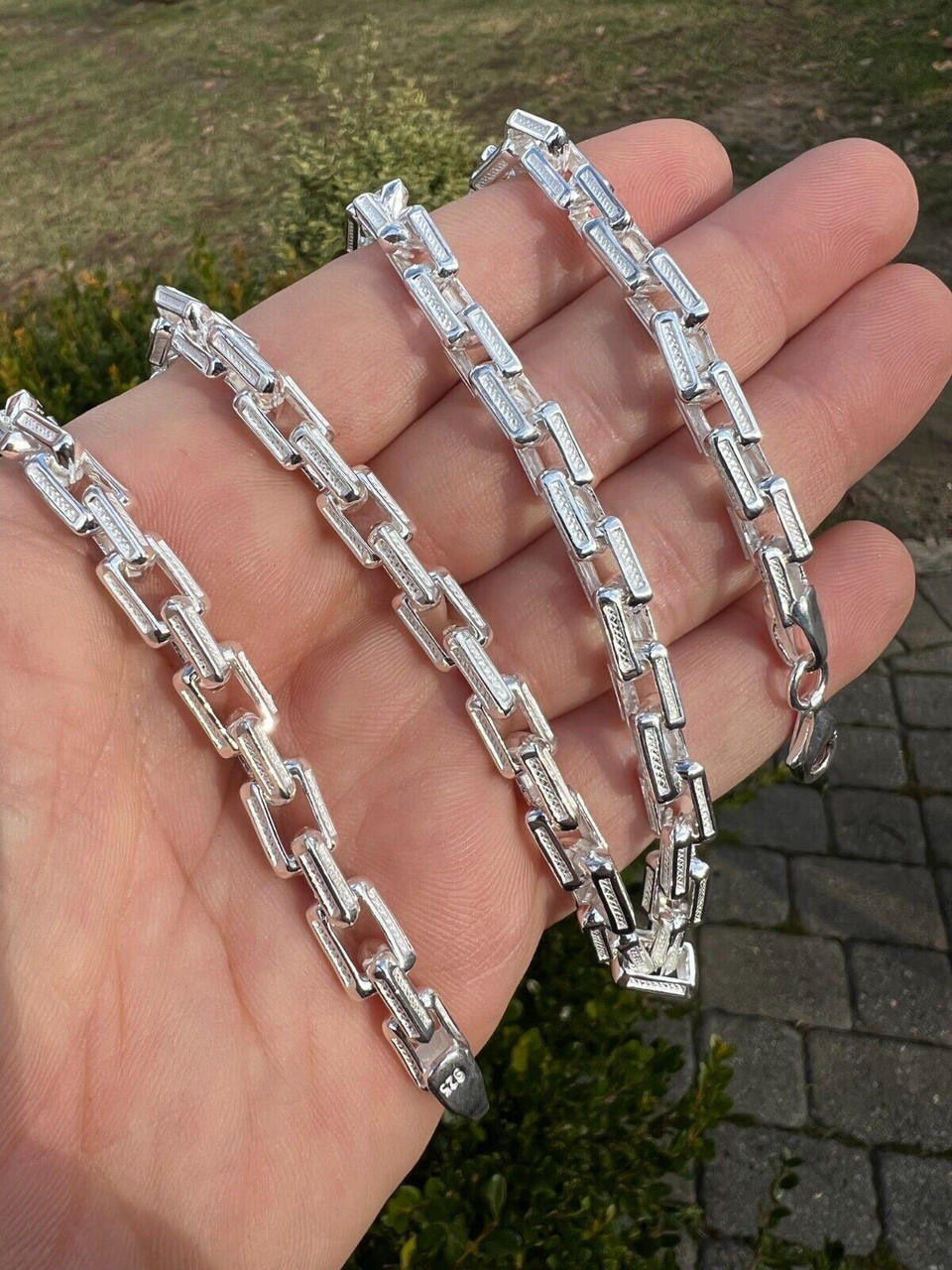 925 Sterling Silver 7.5mm Triangle Rolo Hermes Link Chain Necklace Or Bracelet