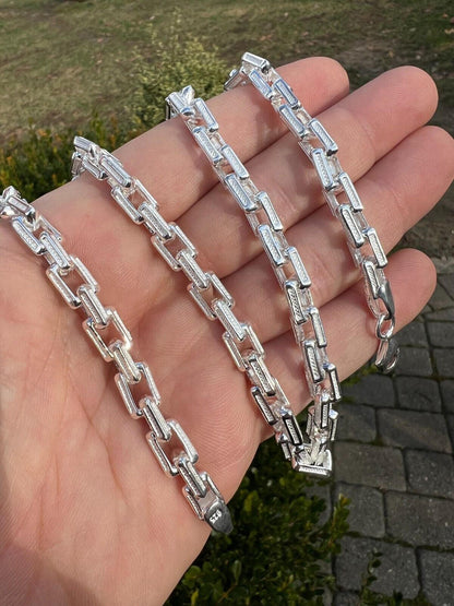 925 Sterling Silver 7.5mm Triangle Rolo Hermes Link Chain Necklace Or Bracelet