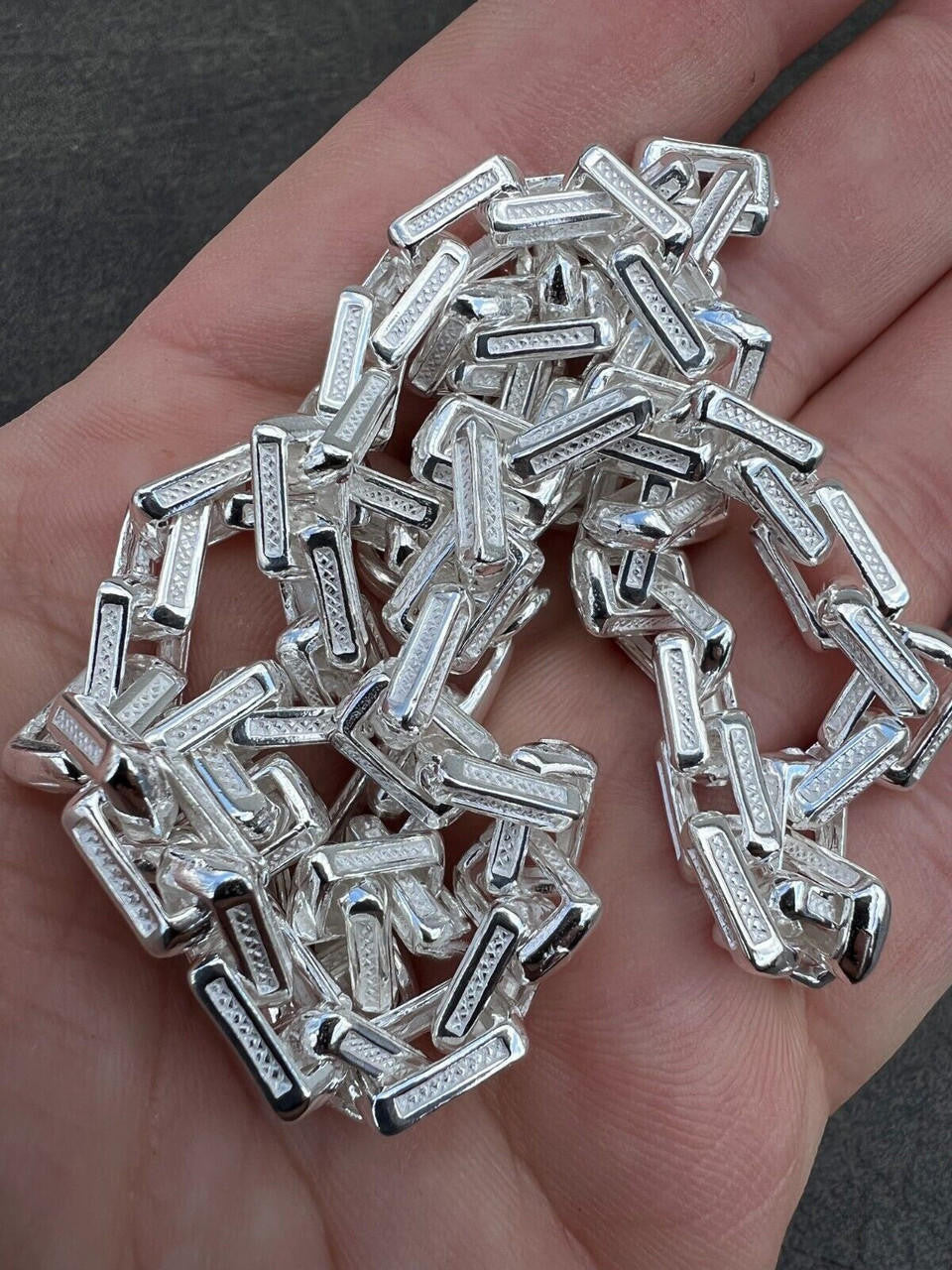 925 Sterling Silver 7.5mm Triangle Rolo Hermes Link Chain Necklace Or Bracelet