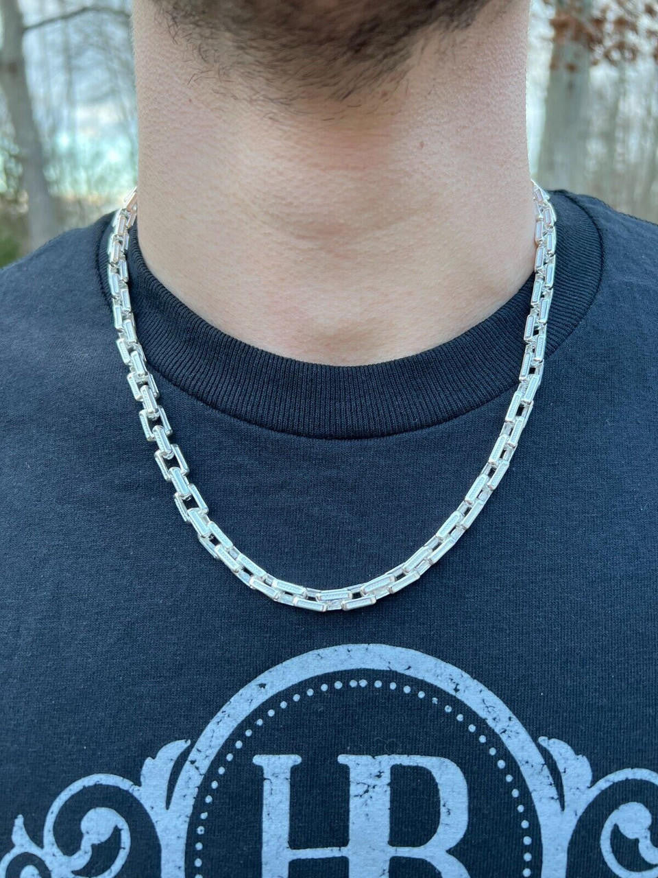 925 Sterling Silver 7.5mm Triangle Rolo Hermes Link Chain Necklace Or Bracelet